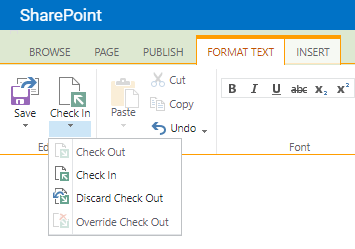 Additional options for the Check In button.