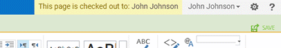 Message in the ribbon showing who the page is checked out to.