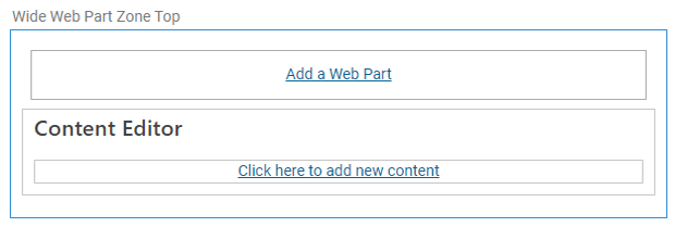A web part zone with a content editor web part added.