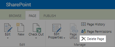 Location of the Delete button in the ribbon.