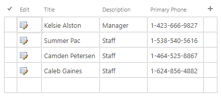 Screenshot of a list with the Quick Edit mode active and grey lined grid.