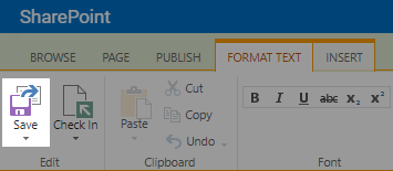Location of the Save button in the ribbon.