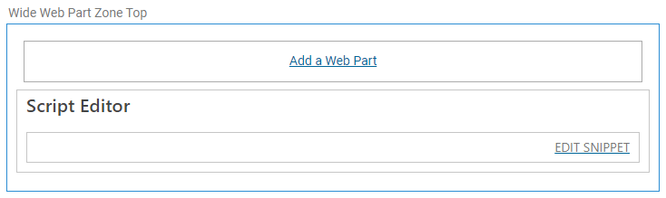 A web part zone with a script editor web part added.